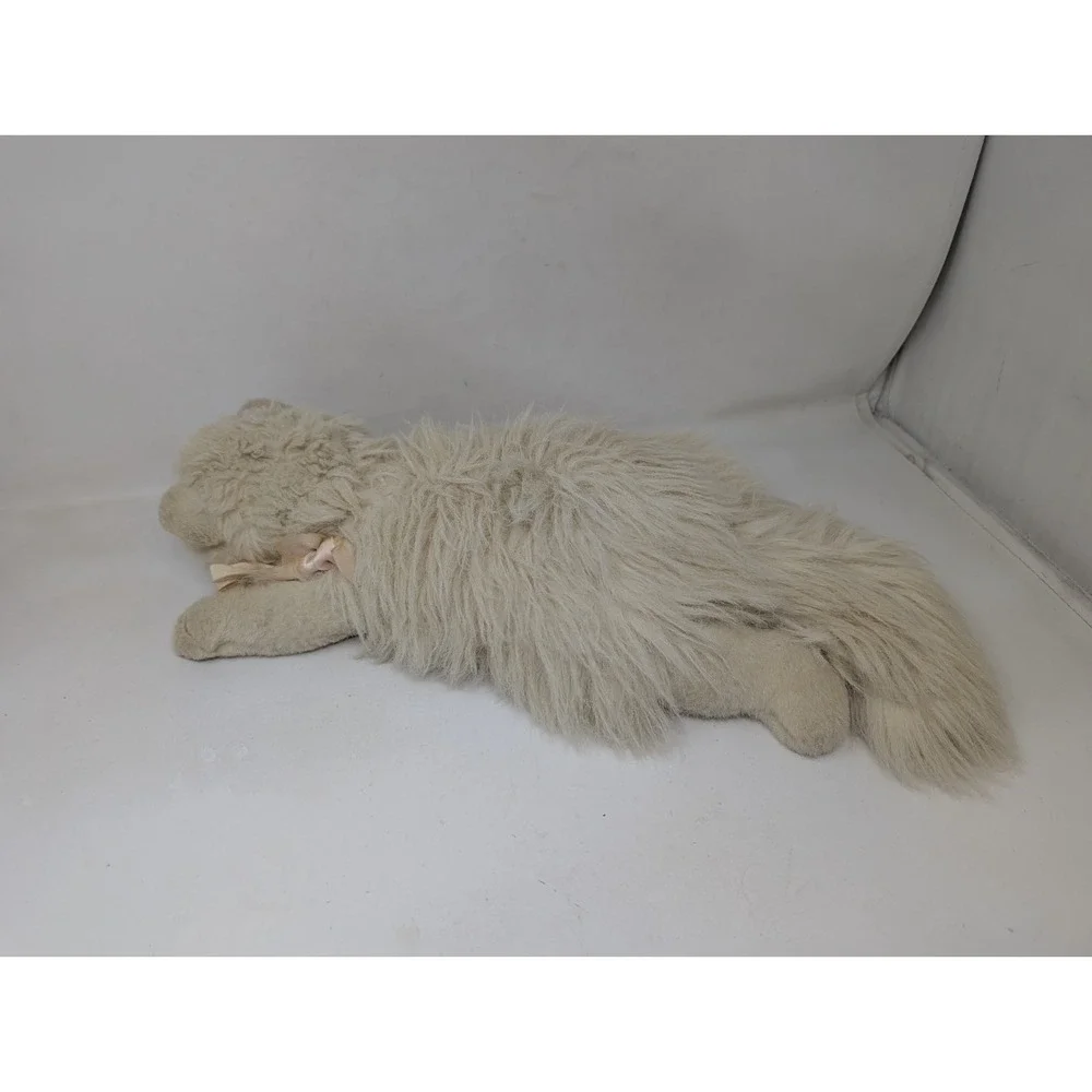 Vintage TY White Persian Angel Cat Pink Bow #1001 Plush Toy 1987 Korea Realistic